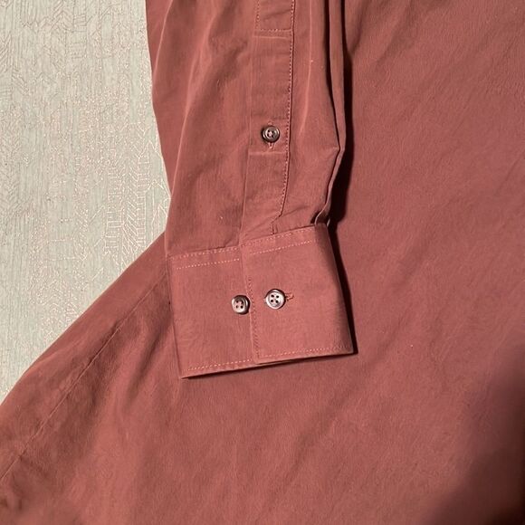 VAN Heusen Fitted Chambray Brown Men’s Button Down Dress Shirt Size 15 1/2 32/33 - Picture 3 of 12